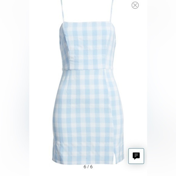 Nordstrom BP Lola Plaid Spaghetti Strap Mini Dress Small Blue White - Picture 11 of 11